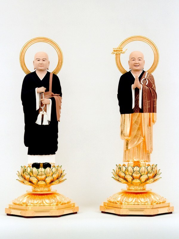 立両大師 京形 木製彩色 （法然上人 善導大師） 5号 - 仏壇、仏具