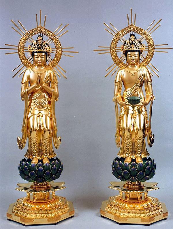 観音・勢至菩薩像(立像3尺) 京仏商谷口の制作事例 京都市西京区の京仏具匠 観音・勢至菩薩像(立像3尺) 京仏商谷口の制作事例 京都市西京区の京仏具匠